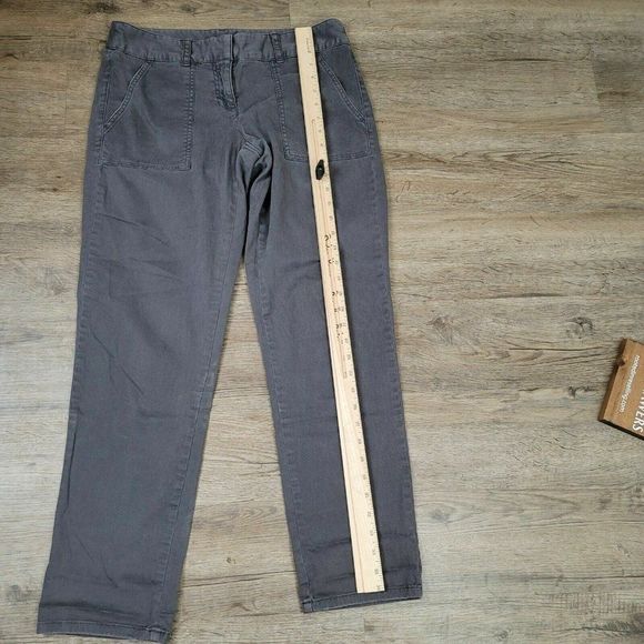 LOFT Ann Taylor Jeans Gray Solid Casual Cotton Pants Straight Leg Flat Front 4 - Picture 6 of 9